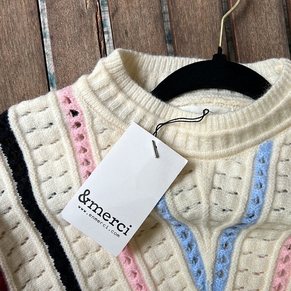 &merci stripe crew neck knit sweater - Picture 6 of 12